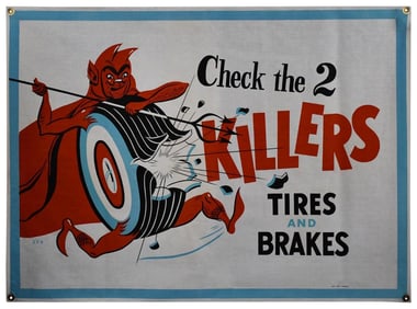 Check the 2 Killers Tires & Brakes Cloth Banner