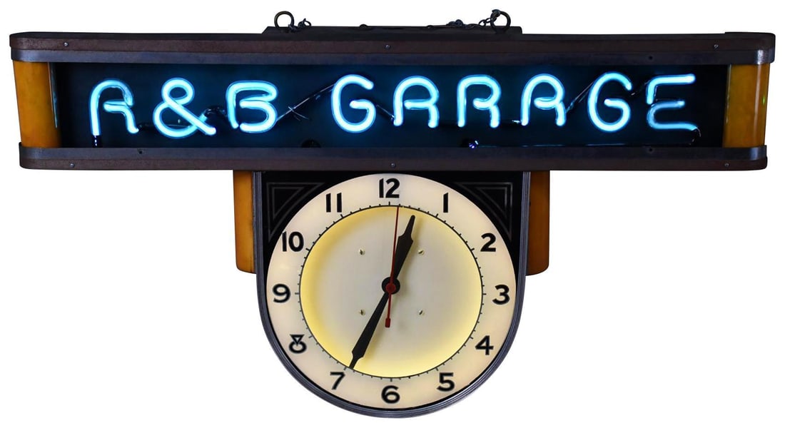 R&B Garage Neon Clock (restored) (1 of 6)