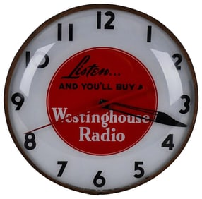 Westinghouse Radio "Listen & You'll Buy A" Lighted Telechron Clock