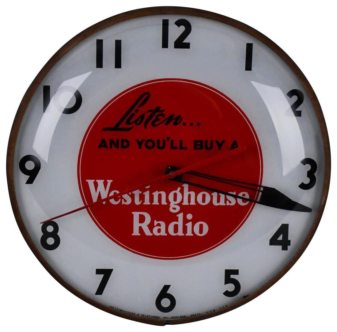 Westinghouse Radio "Listen & You'll Buy A" Lighted Telechron Clock (1 of 5)
