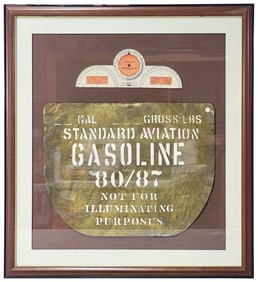 Rare Standard Aviation Gasoline 80/87 Brass Barrel Stencil