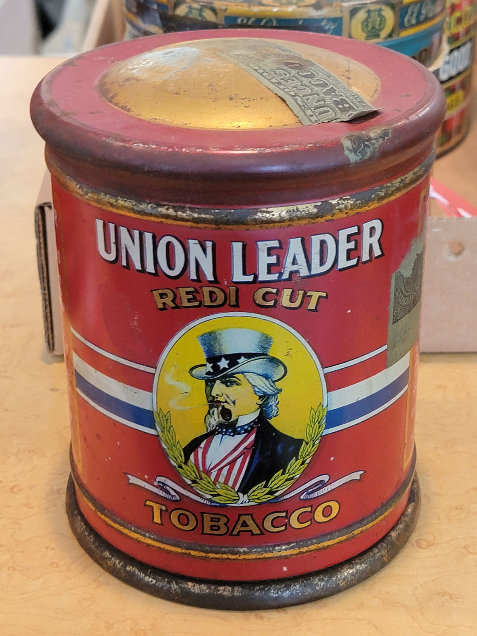 Union Leader Tobacco w/Uncle Sam Logo Metal Tin