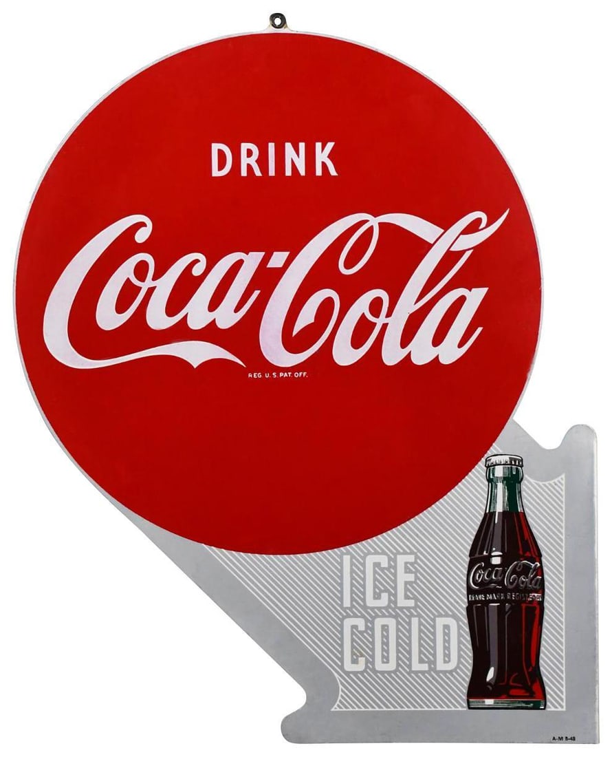 Drink Coca-Cola Ice Cold w/Bottle Metal Flange Sign (TAC) (1 of 9)