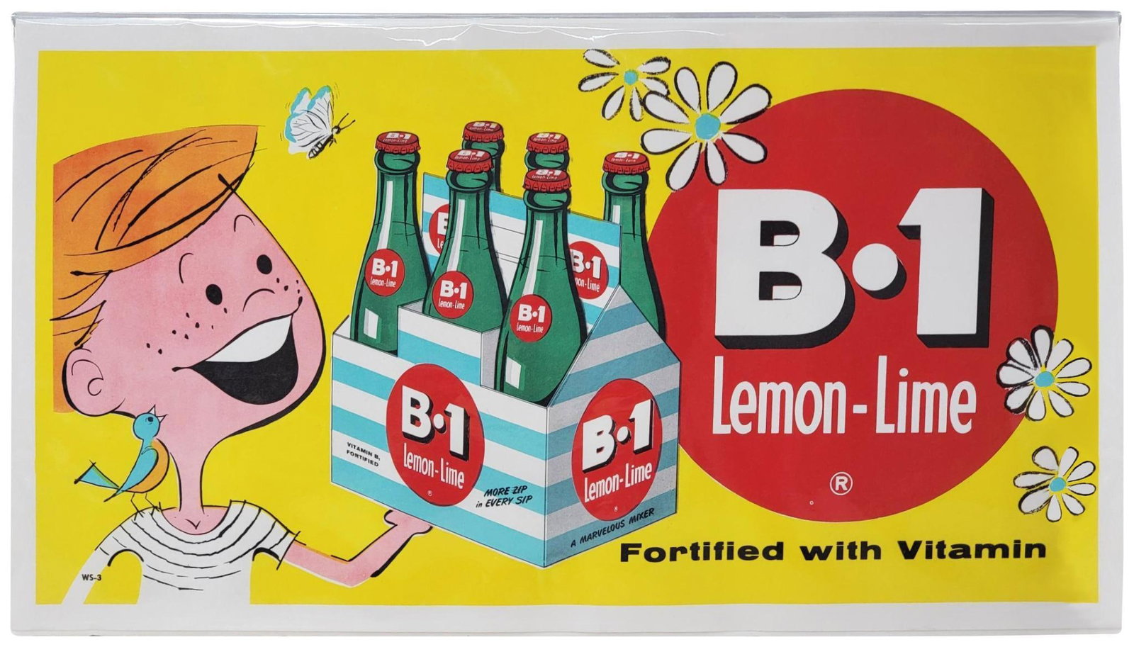 B-1 Lemon-Lime Yard Long Paper Banner: rated 9, 11.5"x40", in very good condition, has been shrink wrapped.