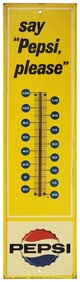 Pepsi w/Logo "say Pepsi, Please" Metal Thermometer (TAC)