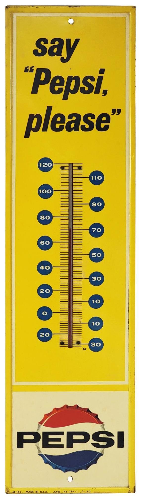 Pepsi w/Logo "say Pepsi, Please" Metal Thermometer (TAC) (1 of 5)