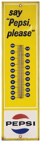 Pepsi w/Logo "say Pepsi, Please" Metal Thermometer (TAC)