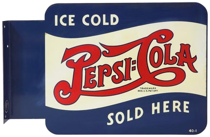 Ice Cold Pepsi:Cola Sold Here Metal Flange Sign (TAC)