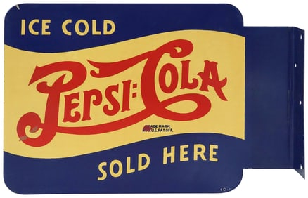 Ice Cold Pepsi:Cola Sold Here Metal Flange Sign (TAC)