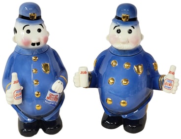 Pepsi & Pete Keystone Cops Ceramic Cookie Jars #94-250 Issused