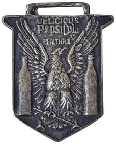 Pepsi-Cola Sterling Watch Fob w/Eagle & Two Bottles