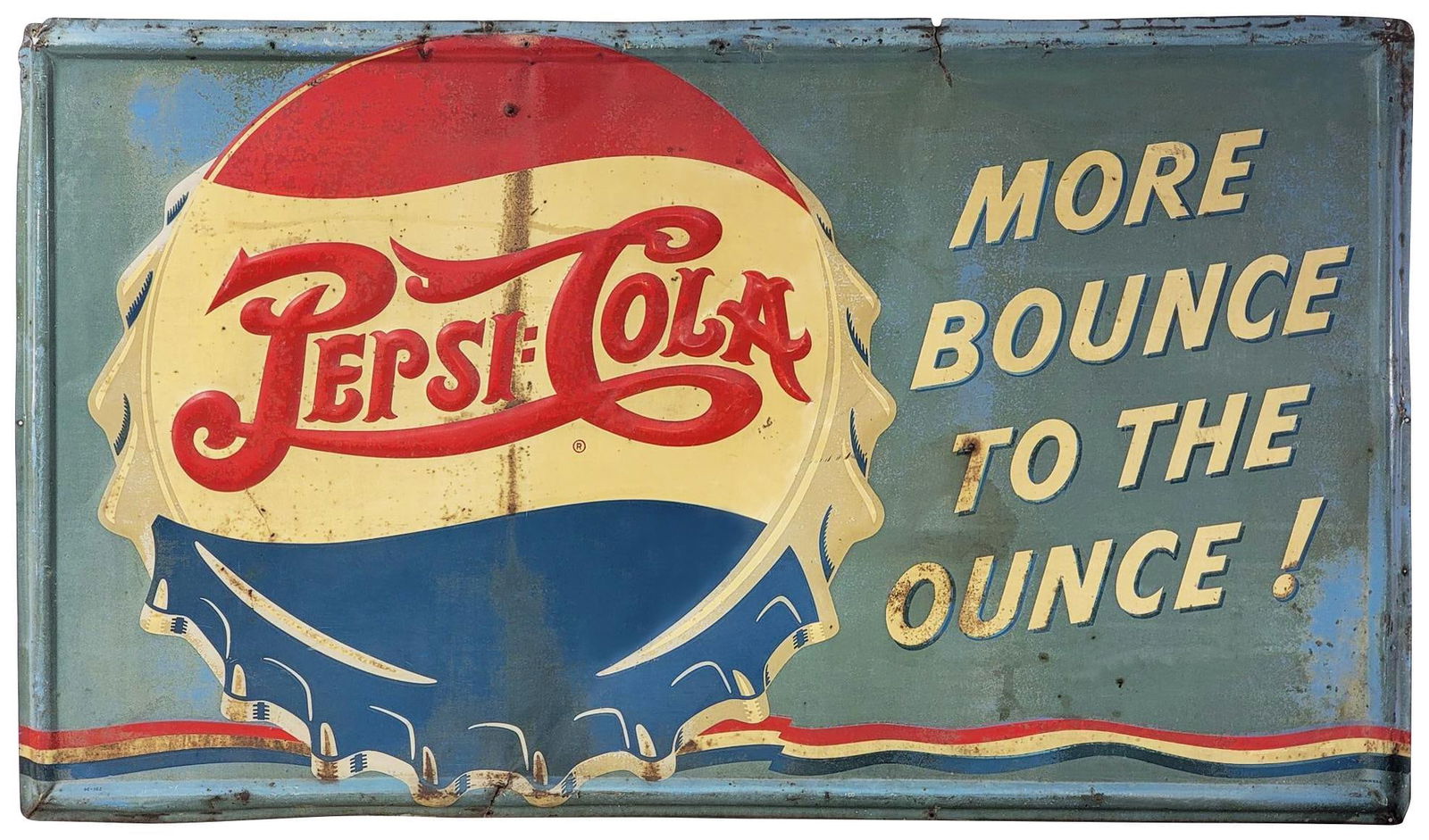 Pepsi:Cola w/Bottle Cap Logo "More Bounce to the Ounce!" Metal Sign (1 of 5)