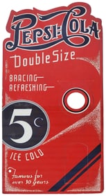 Pepsi-Cola Double Size 5¢ Cardboard Bottle Display