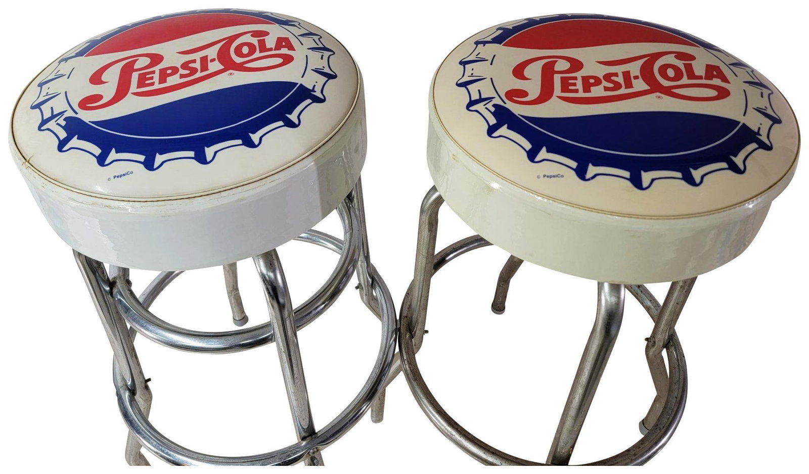 Pair of Pepsi-Cola Bar Stools: 30"T., both in good condition.