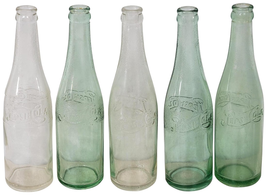 5-Vintage Light Green & Clean Pepsi-Cola Bottles (1 of 6)