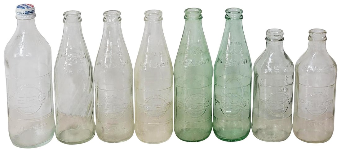 9-Pepsi-Cola No Deposit No Return Light Green Clear Bottles (1 of 8)
