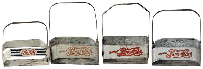 4-Pepsi:Cola Embossed Metal Six Bottle Carriers