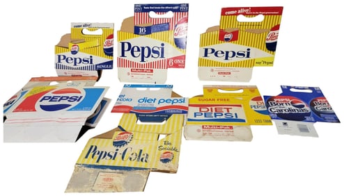8-Different Pepsi-Cola Cardboard Six-Pack Carriers