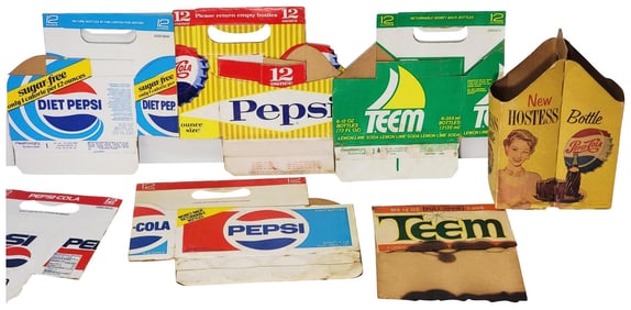 6-Pepsi-Cola Cardboard Six-Pack Carries, 1-2 Bottle Carrier