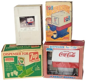 2-Pepsi, 7up & Coca-Cola Toy Plastic Soda Dispenser