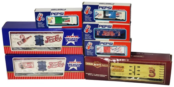 3-G Scale & 3-O Scale Pepsi Train Cars NIB