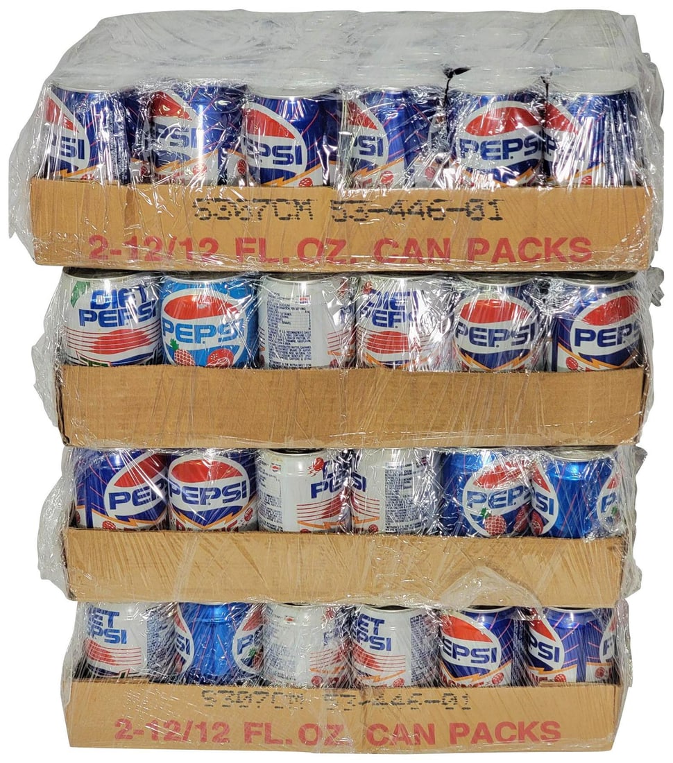4-Cases of Pepsi-Cola Cans mostly Raging Razzberry: All cans are empty, most have their tabs.