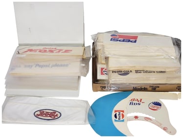 Large Collection of Soda Jerk's Hats 1-Cloth, rest paper mostly Pepsi