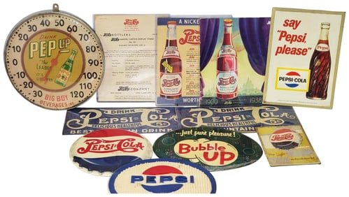 Large Lot of Pepsi, Pep Up & Bubble Up Advertising