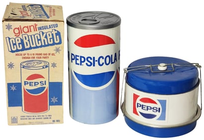 Pepsi w/Logo Giant Insulated Ice Bucket NIB & Cake Carrier
