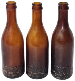 3-Amber Pepsi Bottles