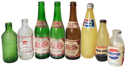 8-Odd & Rare Pepsi-Cola & Mountain Dew Bottles