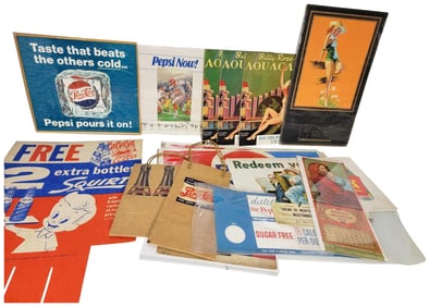 Box Lot of Pepsi and Other Soda Paper Items