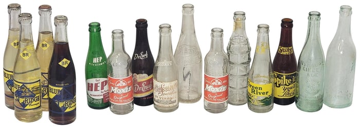 15-Different Soda Bottles 7oz to 10oz.