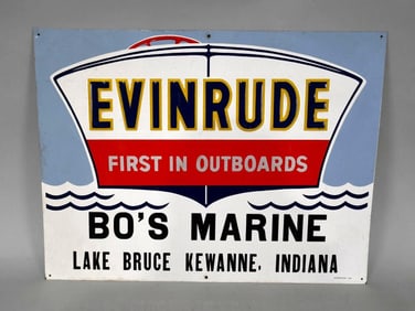 Evinrude First in Outboards "Bo's Marine" Metal Sign (TAC)