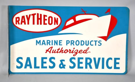Raytheon Marine Products Authorized Sales & Service Metal Flange Sign (TAC)