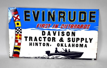 Evinrude "First in Outboards" w/ Boat Metal Sign (TAC)