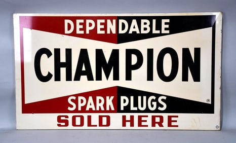Dependable Champion Spark Plugs Sold Here Metal Sign (TAC)