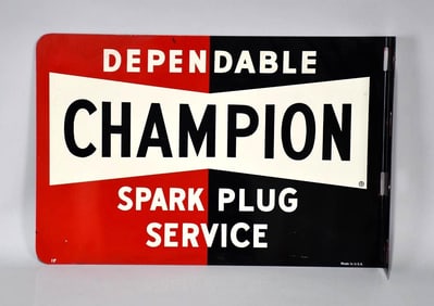 Dependable Champion Spark Plug Service Metal Flange Sign (TAC)