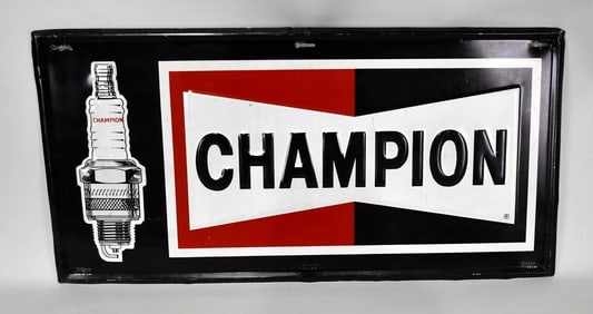 Champion w/Spark Plug Metal Sign (TAC)