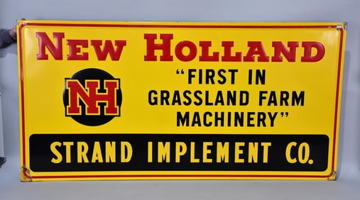 Large New Holland "First in Grass Land Farming" Metal Sign Sign