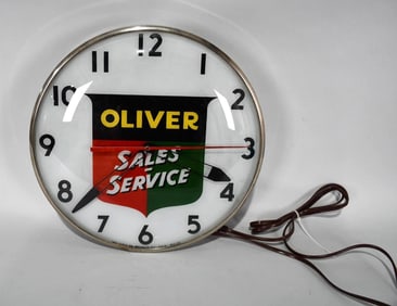 Oliver Sales & Service Lighted Dealership Clock