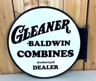 Gleaner Baldwin Combines Authorized Dealer Porcelain Flange Sign (TAC)