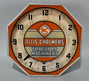 Allis Chalmers Tractors & Machinery Neon Dealership Clock