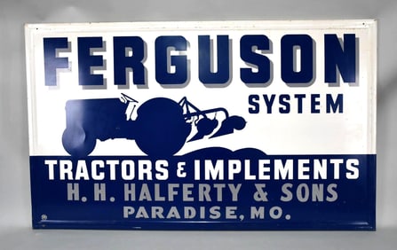 Ferguson System Tractor & Implements w/Logo Metal Sign (TAC)