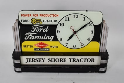 Art-Deco Ford Farming Dearborn Lighted Dealership Clock