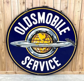 Oldsmobile Service w/Saturn Logo Porcelain Sign (TAC)
