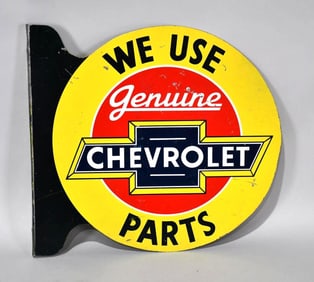 We Use Genuine Chevrolet Parts Metal Flange Sign (TAC)