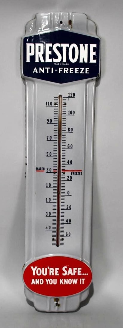 Prestone Anti-Freeze "You're Safe and You Know It" Porcelain Thermometer (TAC) (1 of 6)