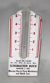 Massey Harris & Buick Metal Rain Guage