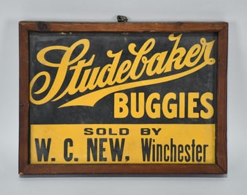 Small Studebaker Buggies Cardboard Sign Framed